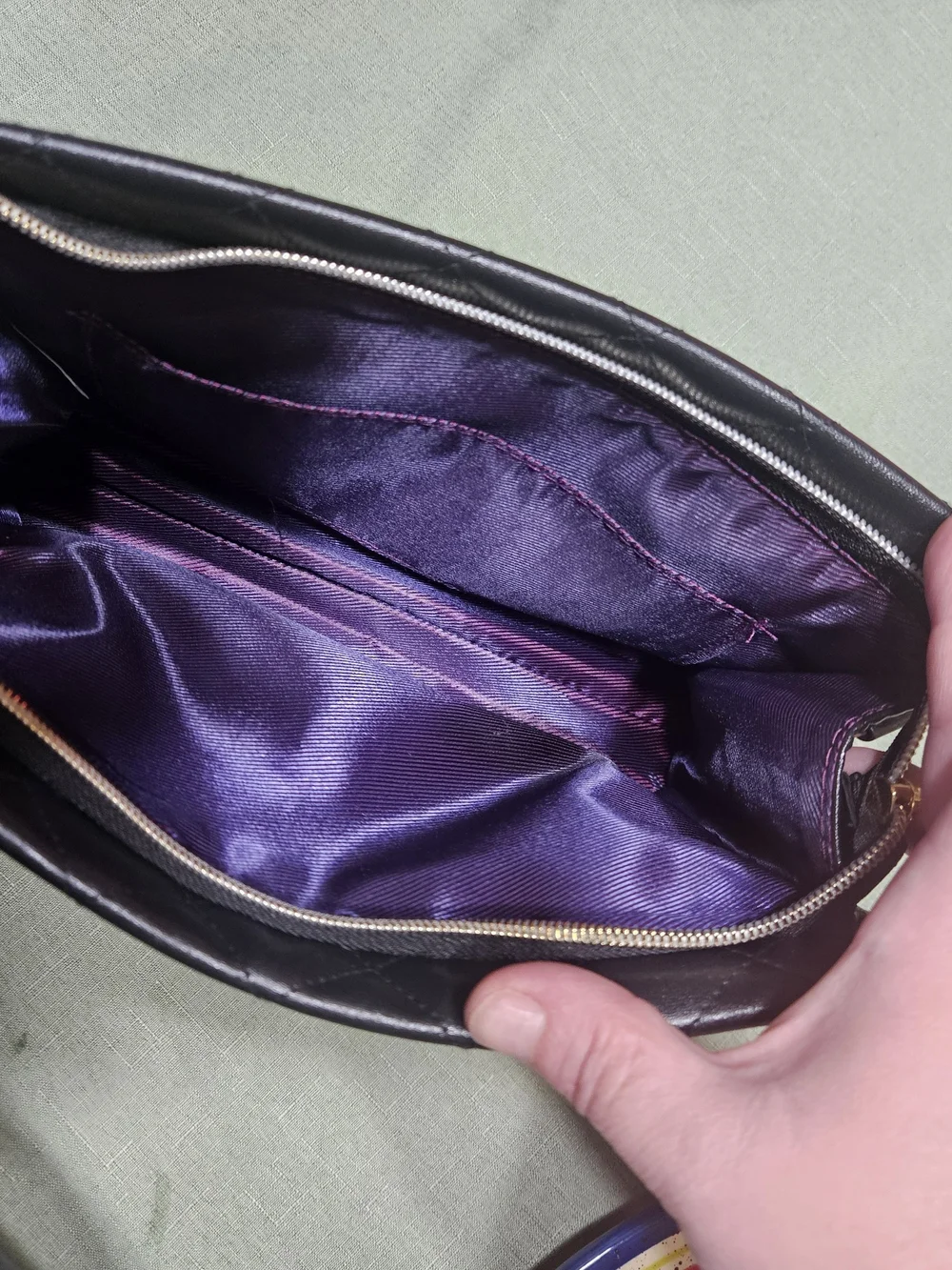 Younique Quilted Black Cosmetic Bag with Gold Plaque